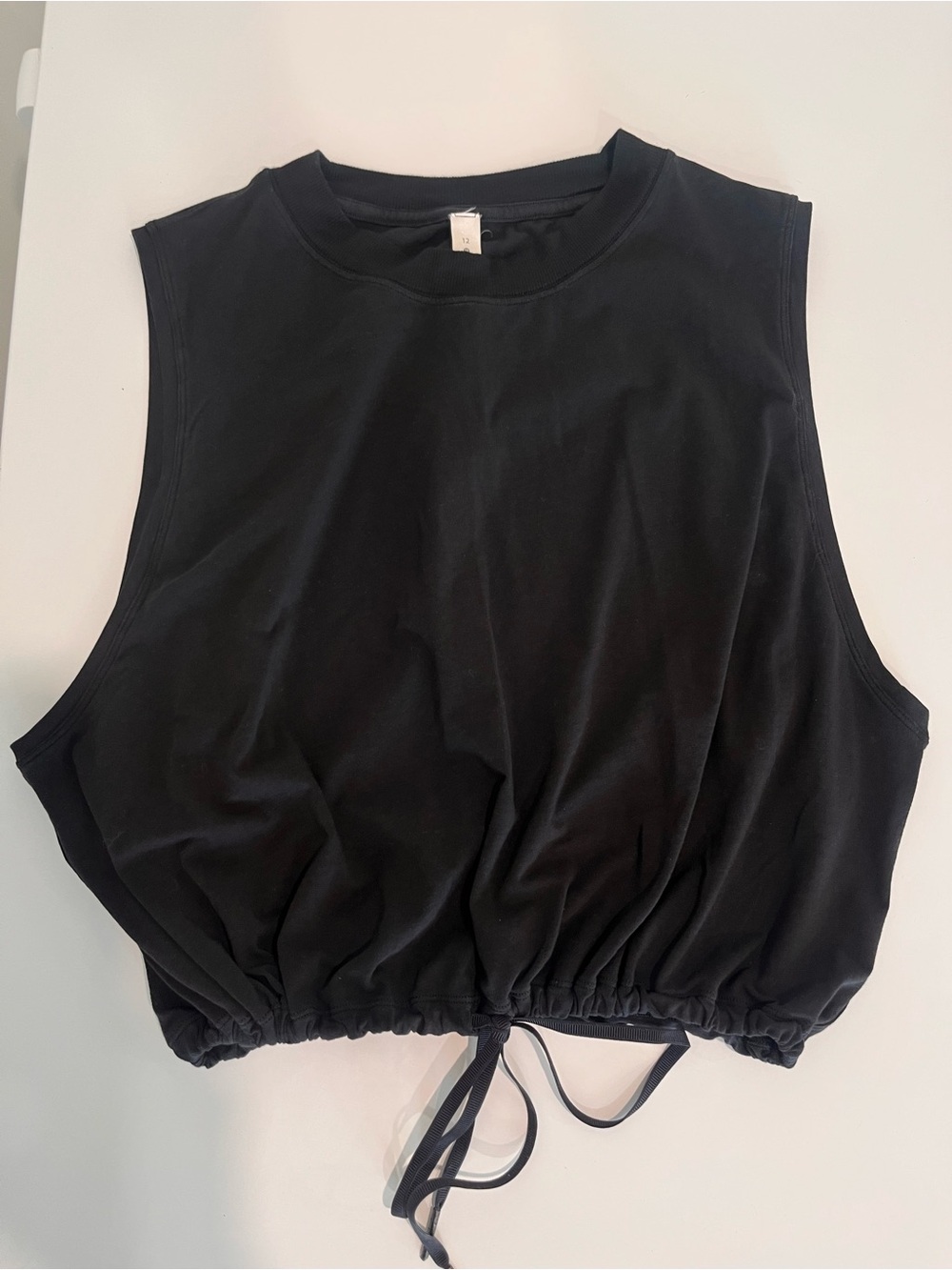 lululemon athletica Black Drawcord Cropped Muscle Tank